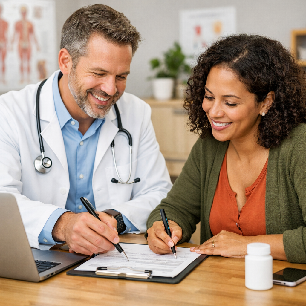 health care provider collaborating with patient health care provider collaborating with patient