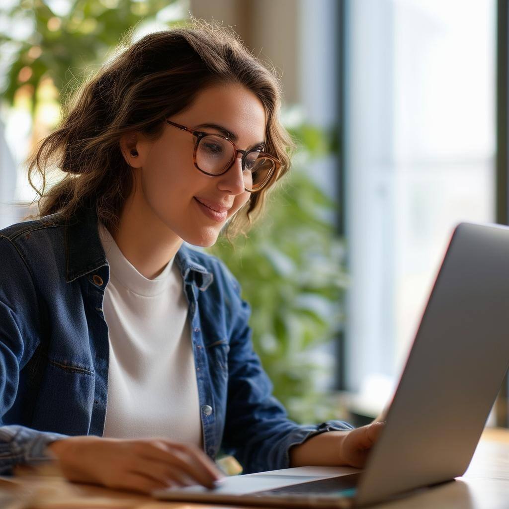 woman taking an online quiz